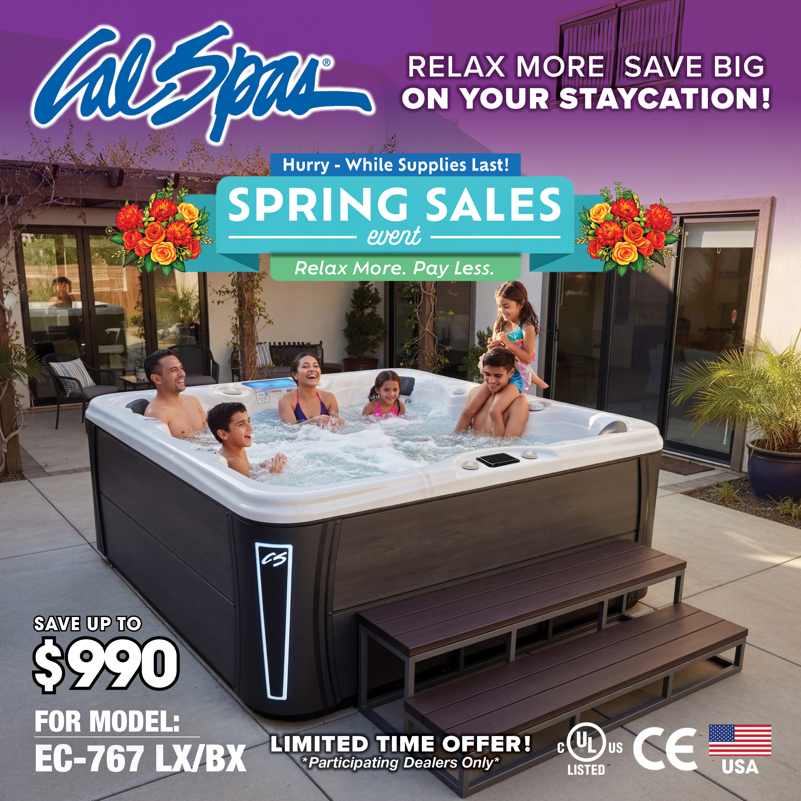 Calspas hot tub being used in a family setting - Bridge Port